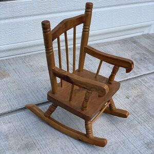 Miniature Wooden Doll Rocking Chair Decoration Dollhouse Furniture Wood Amish 7”